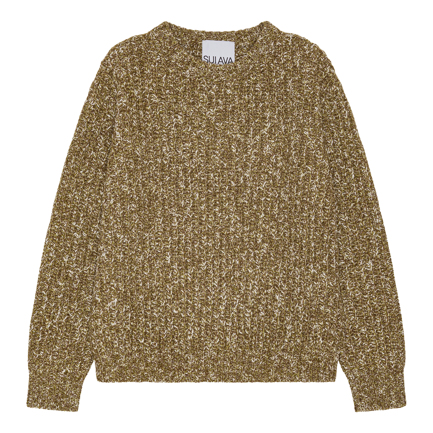 Chunky striktrøje i brun melange farve lavet af merino uld