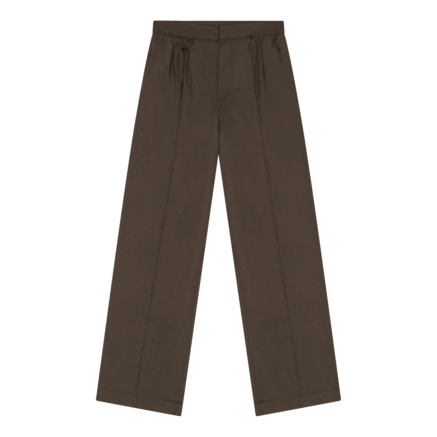 Brune Relaxed Suit Pants fra SUI AVA med løs pasform, pressefolder og baglommer med knap