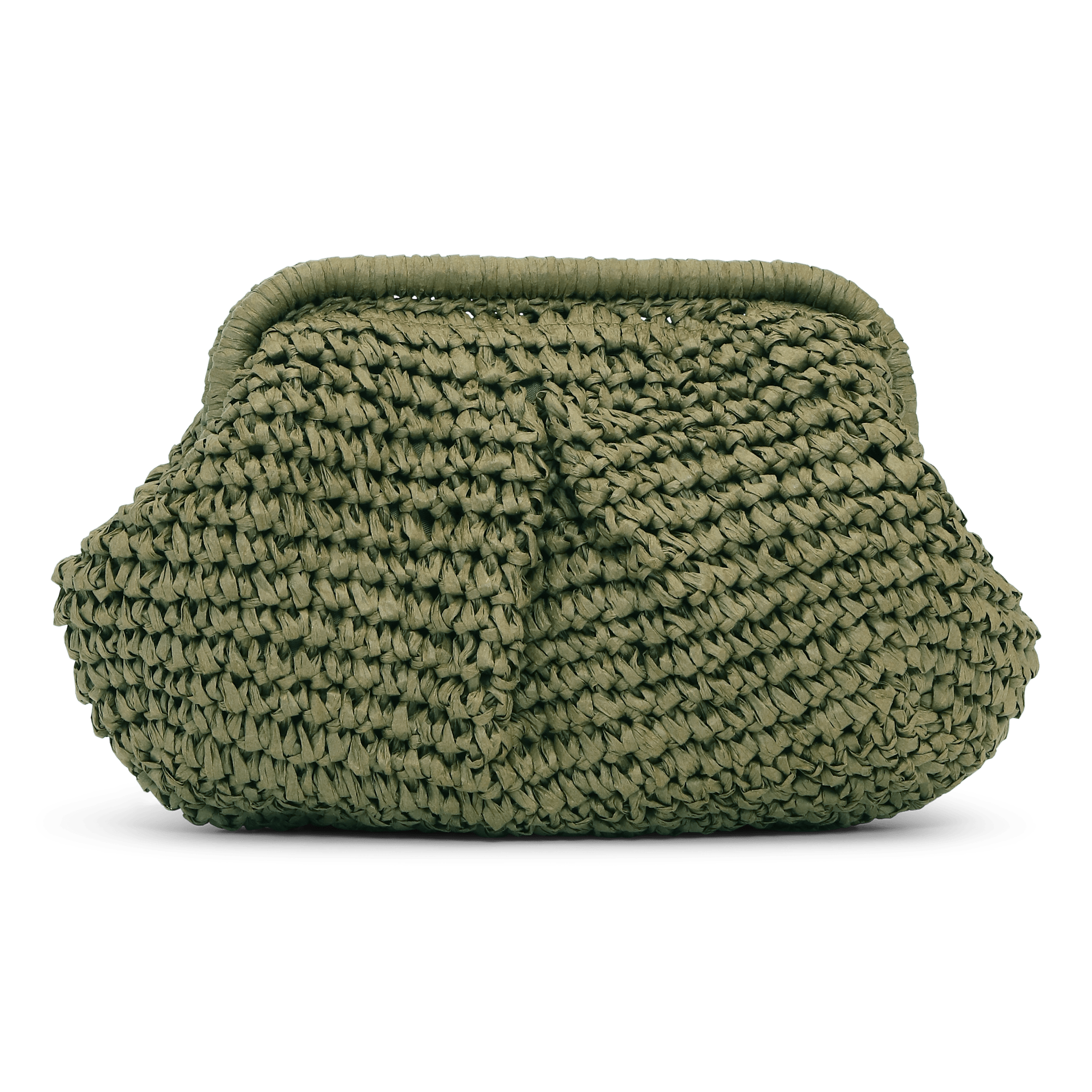 Olivia Bloom Bag i army flettet design – clutch med afslappet og elegant form.