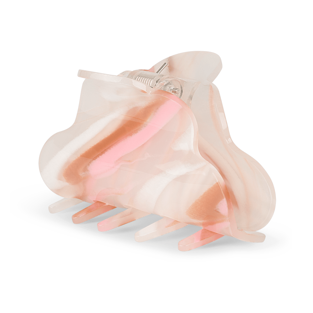 Rosa marmoreret hårklemme i bløde franske nuancer – Lene French Big