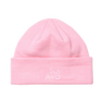 Lyserød Mariah Beanie med ribstrik og broderet SUI AVA-logo