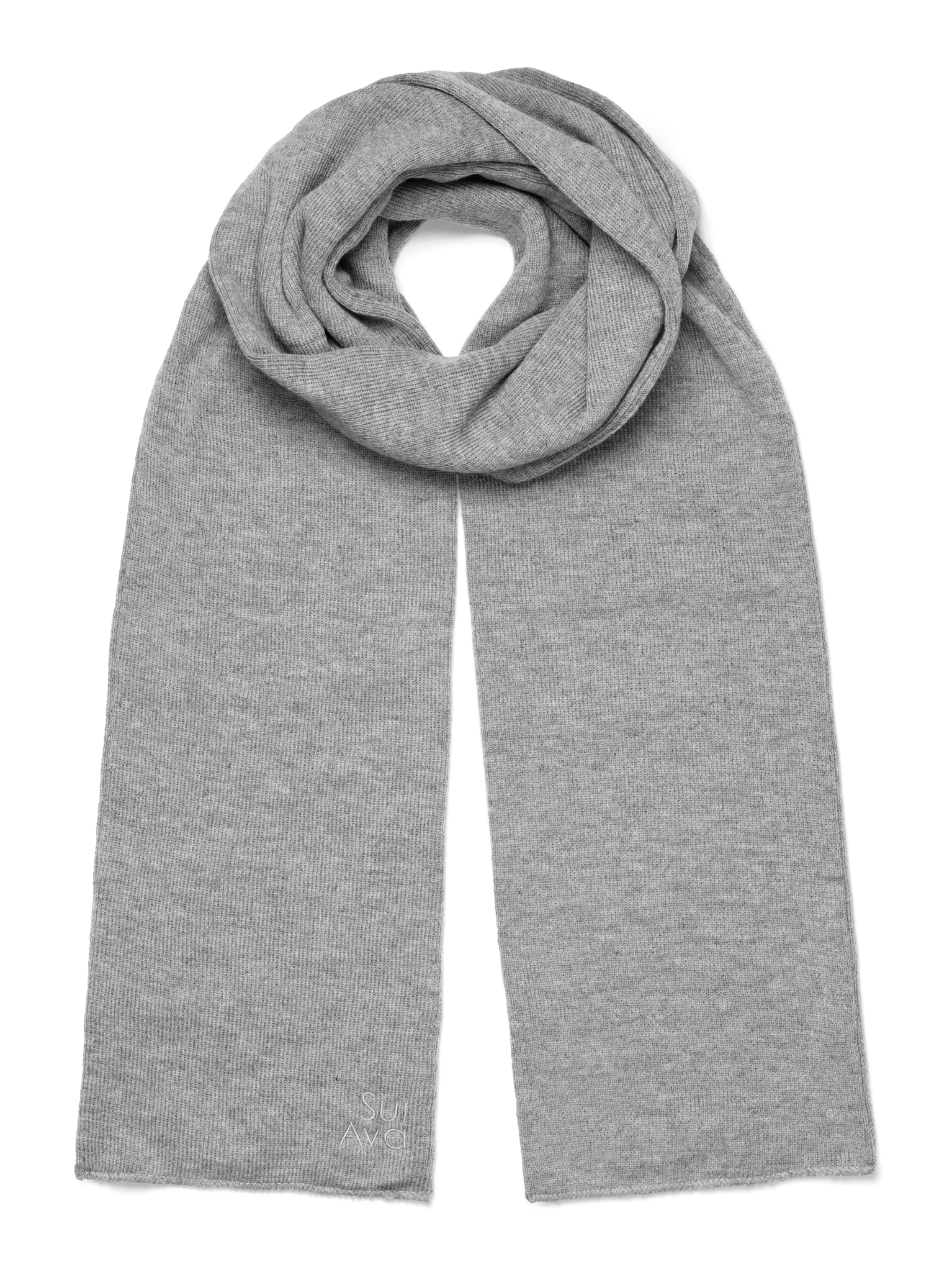 Gråt Mariah Scarf fra SUI AVA i blød strikkvalitet med broderet logo