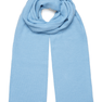 Lyseblåt strikhalstørklæde med broderet SUI AVA logo i hjørnet