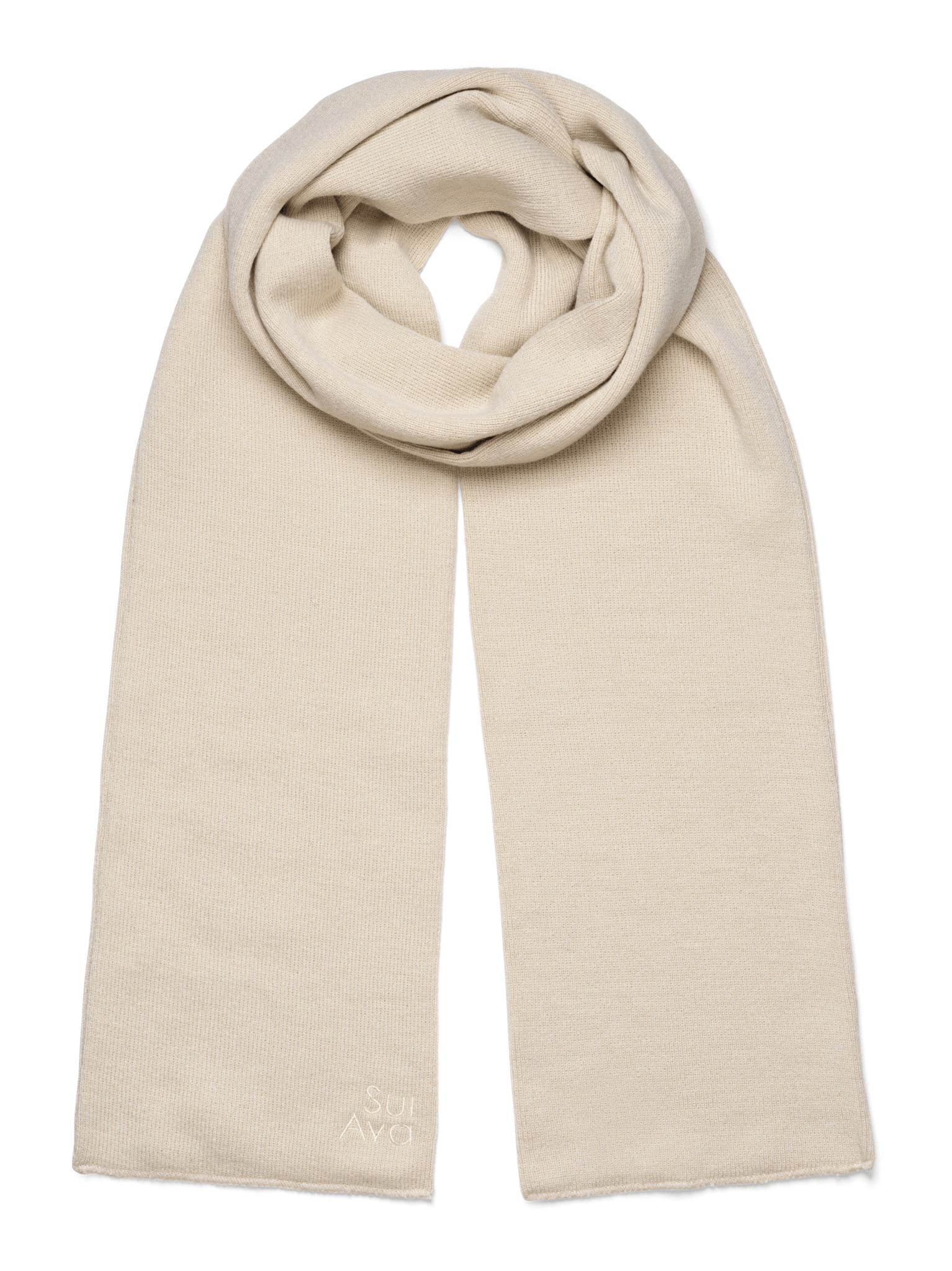 Beige Mariah Scarf i blød strik fra SUI AVA – elegant og varm til kolde dage