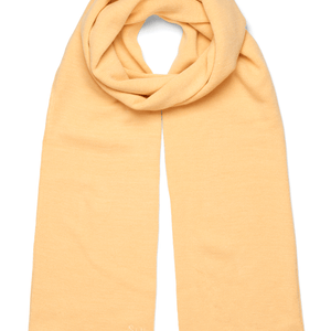 Mariah Scarf i blød gul strik med SUI AVA-logo – hyggeligt og stilfuldt tørklæde