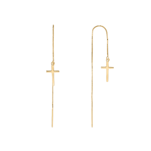 Alberte long cross earrings silver