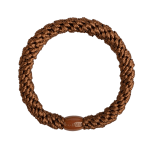 Brun Basic Elastic hårelastik i vævet design med glansfuld finish