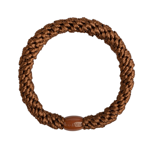 Brun Basic Elastic hårelastik i vævet design med glansfuld finish