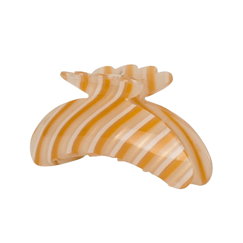 Stor stribet hårklemme i creme og karamel – Helle Happy Big fra SUI AVA