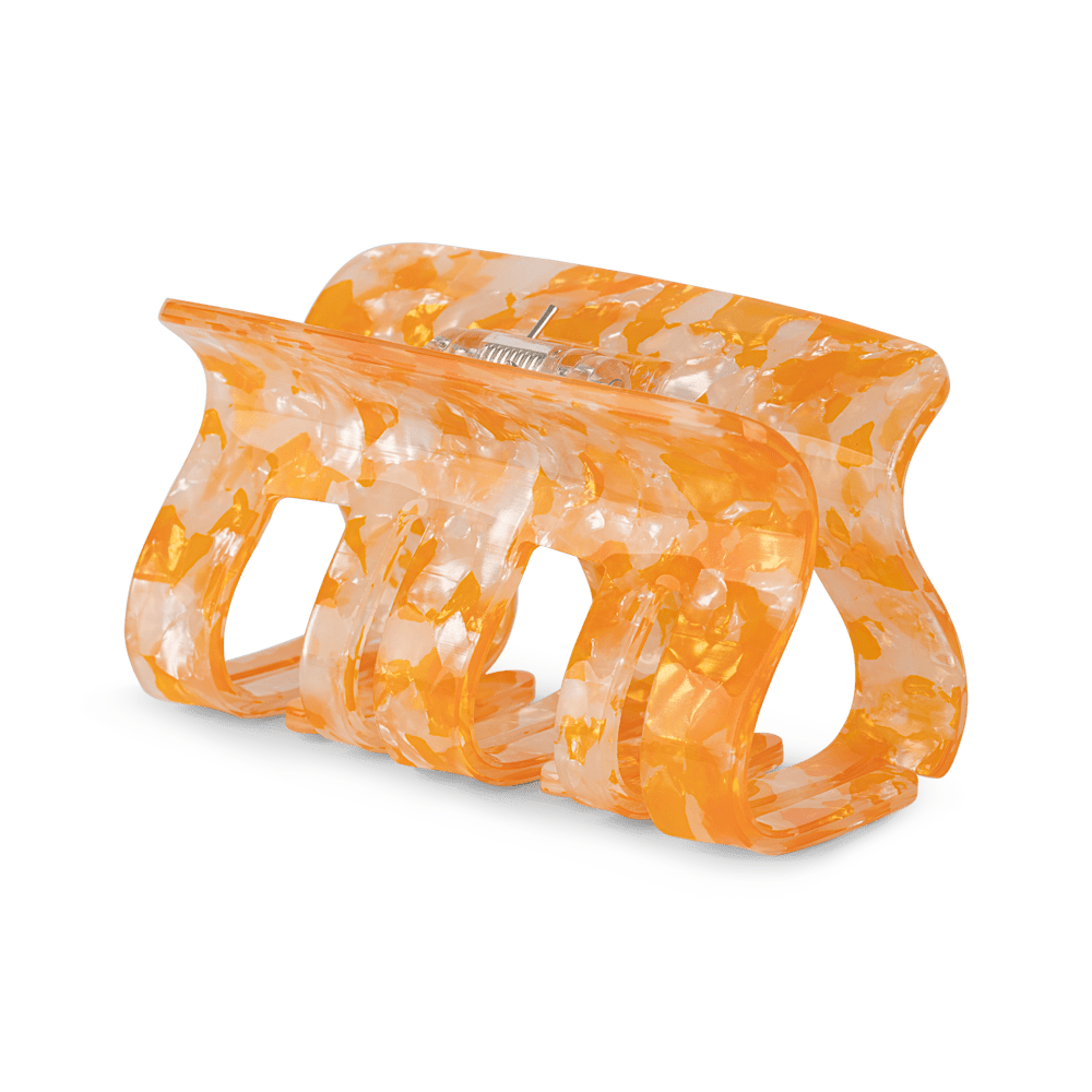 Fie Positive Big – stor hårklemme i orange marmordesign med stærkt greb