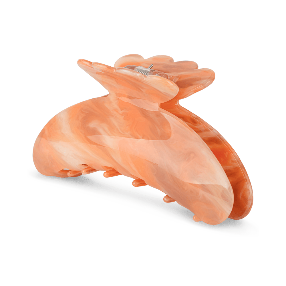 Stor orangefarvet hårklemme med marmoreret mønster – Helle Calm Big fra SUI AVA