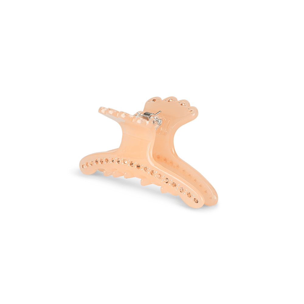 Helen Clip Mini hårklemme i lys fersken med glitrende rhinsten.