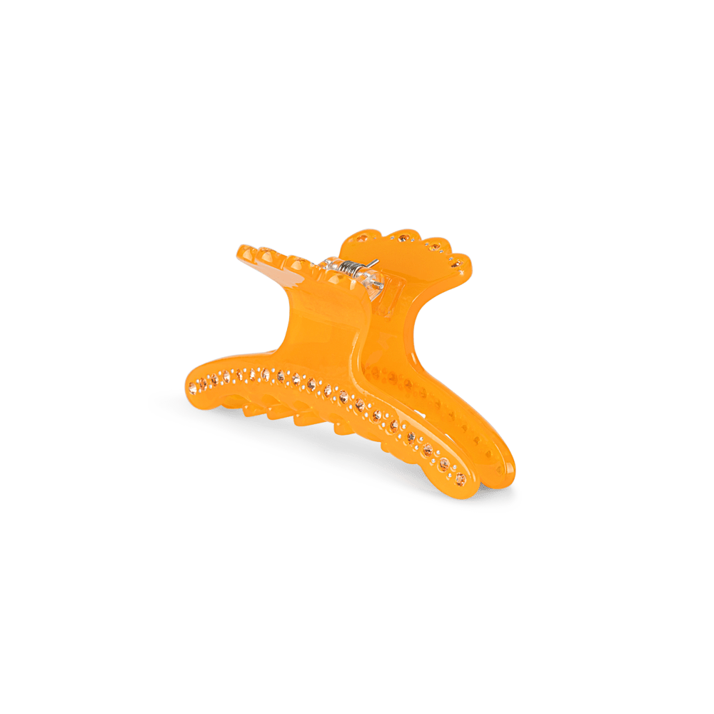 Helen Clip Mini hårklemme i klar orange med dekorative rhinsten