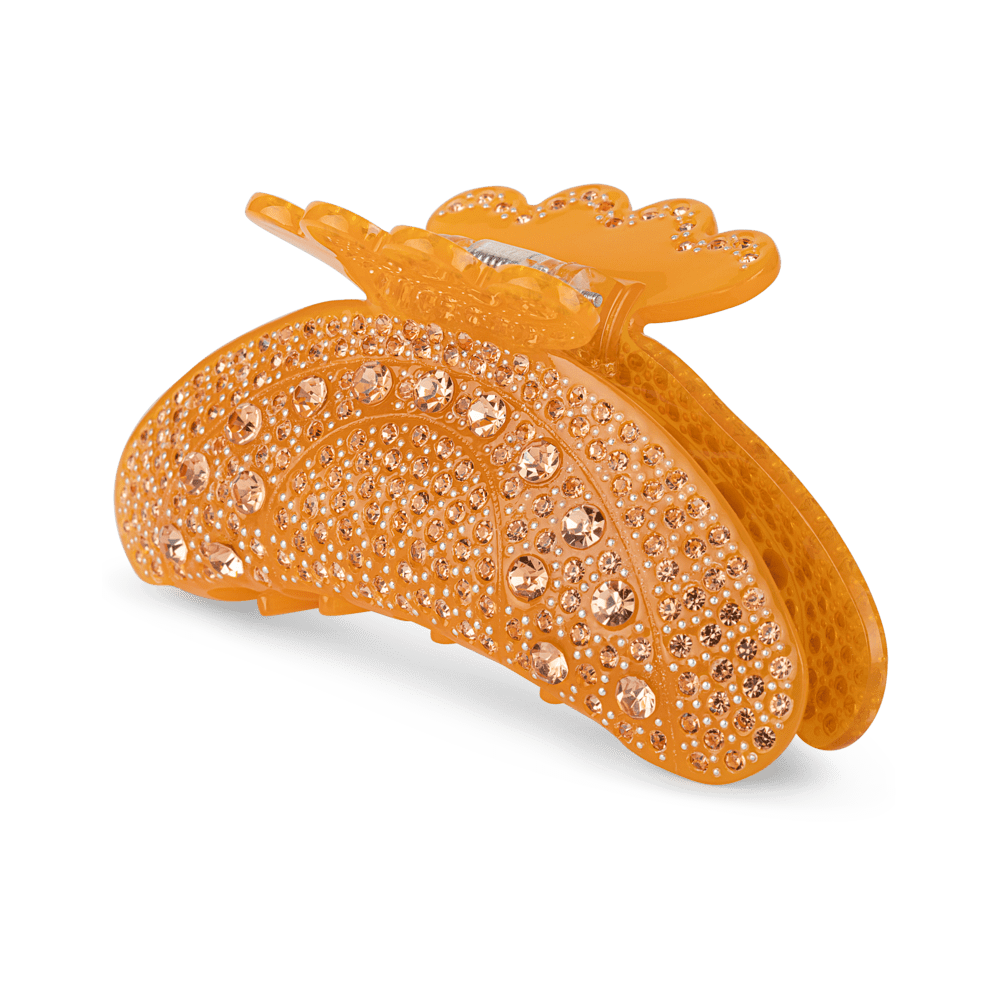 Orange hårklemme med gyldne rhinsten – Helen fra SUI AVA