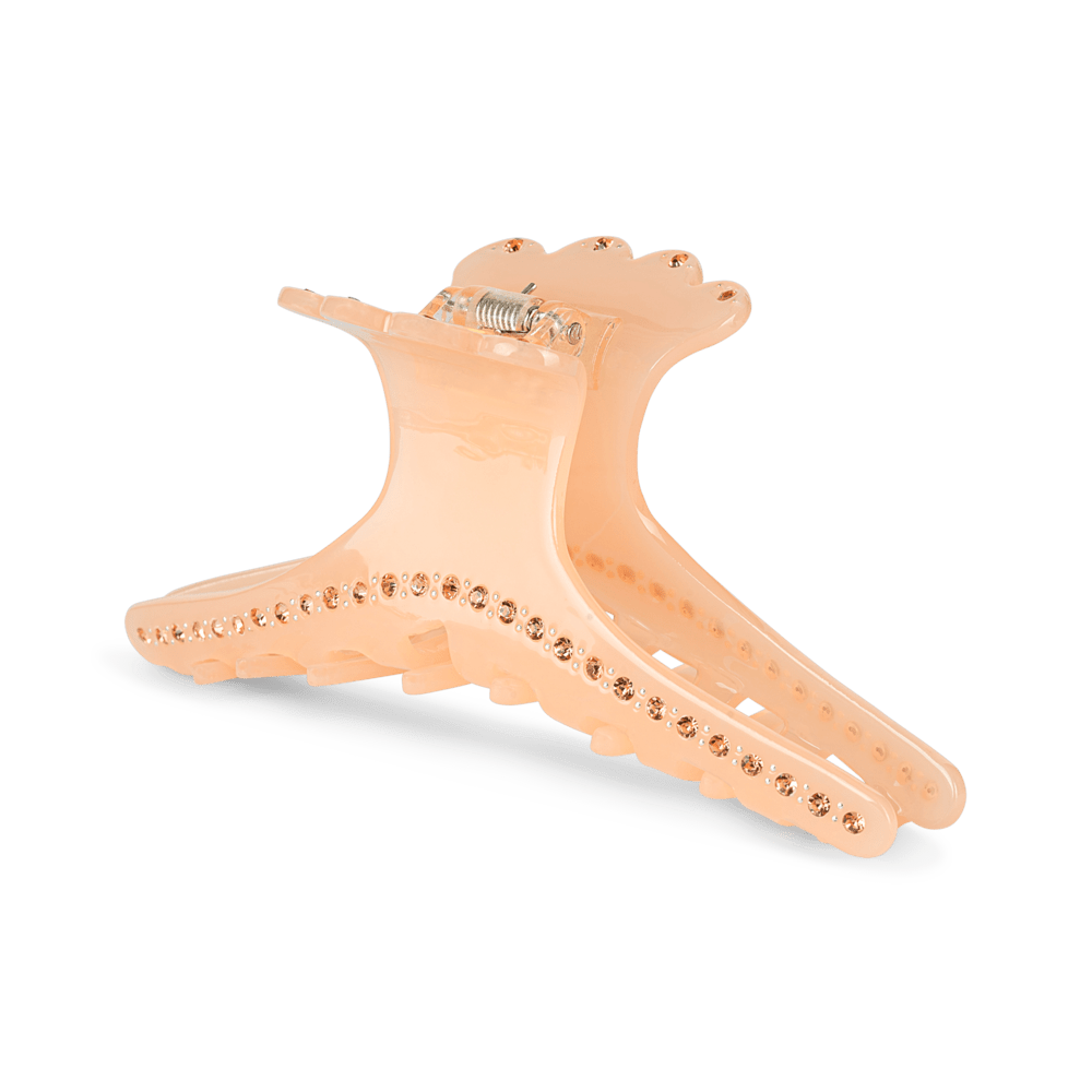 Helen Clip Biggest – Stor hårklemme i beige med funklende sten