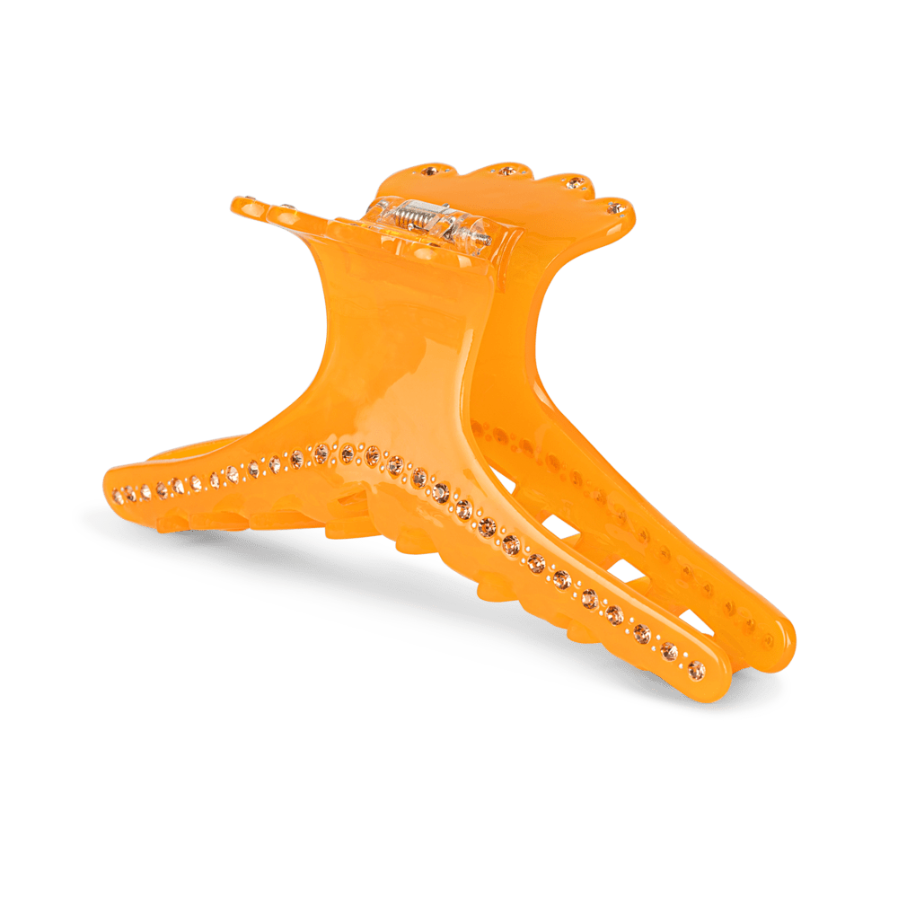 Helen Clip Biggest – Stor hårklemme i orange med rhinsten