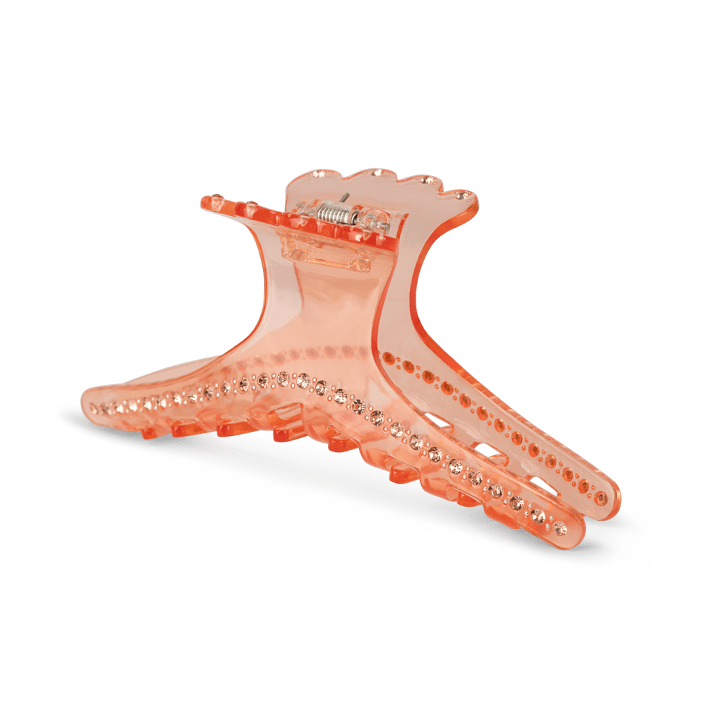 Helen Holly Clip Biggest – Stor hårklemme i orange med rhinsten