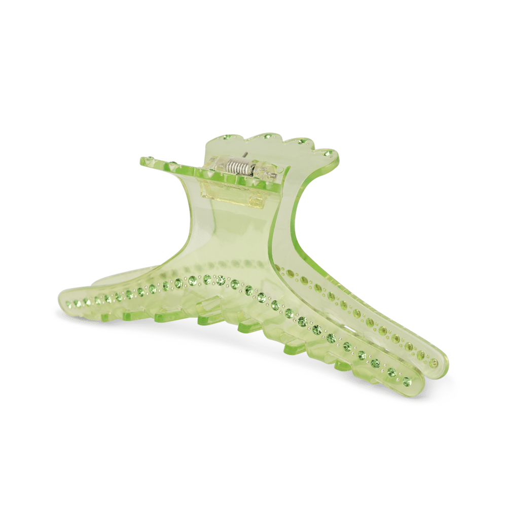 Helen Holly Clip Biggest – Stor hårklemme i grøn med krystaller