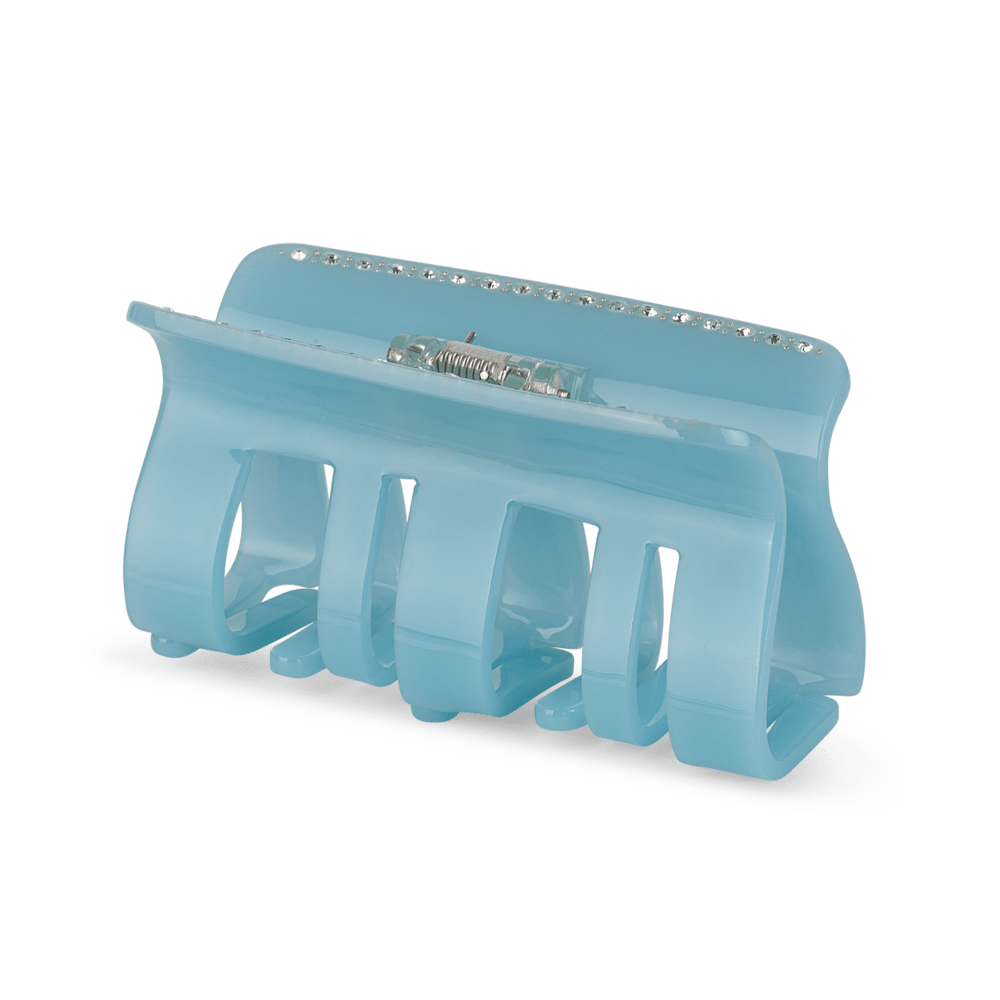 Fie Classy Big hårklemme i lyseblå med rhinsten – stor og stilfuld hårklemme fra SUI AVA