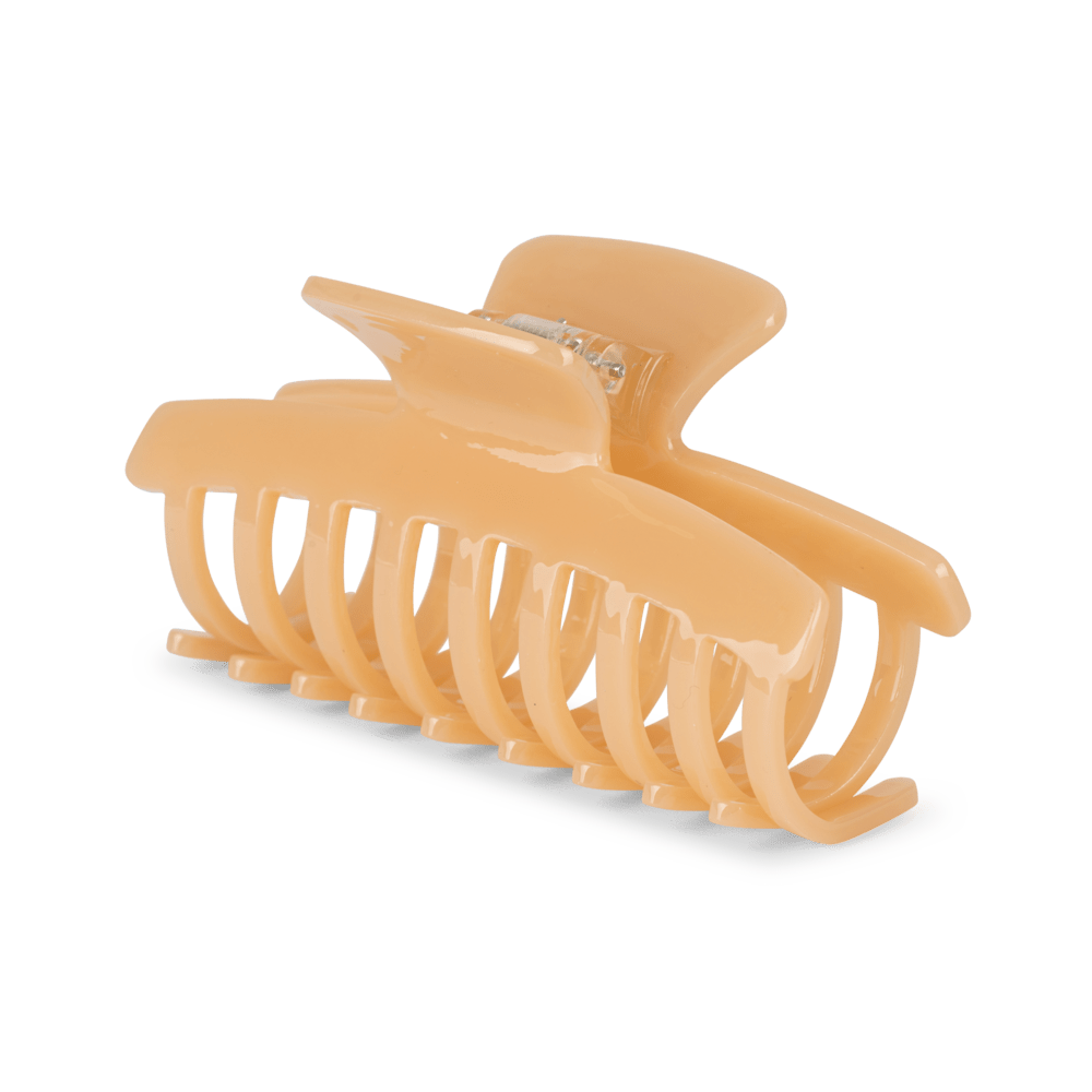 Lea Curly Big hårklemme i glansfuld beige – stor klemme til krøllet og kraftigt hår