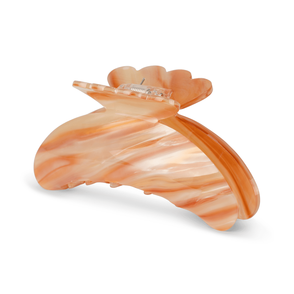 Stor hårklemme i ferskenfarvet swirl med perlemorsglans – Helle Ballerina Big fra SUI AVA.