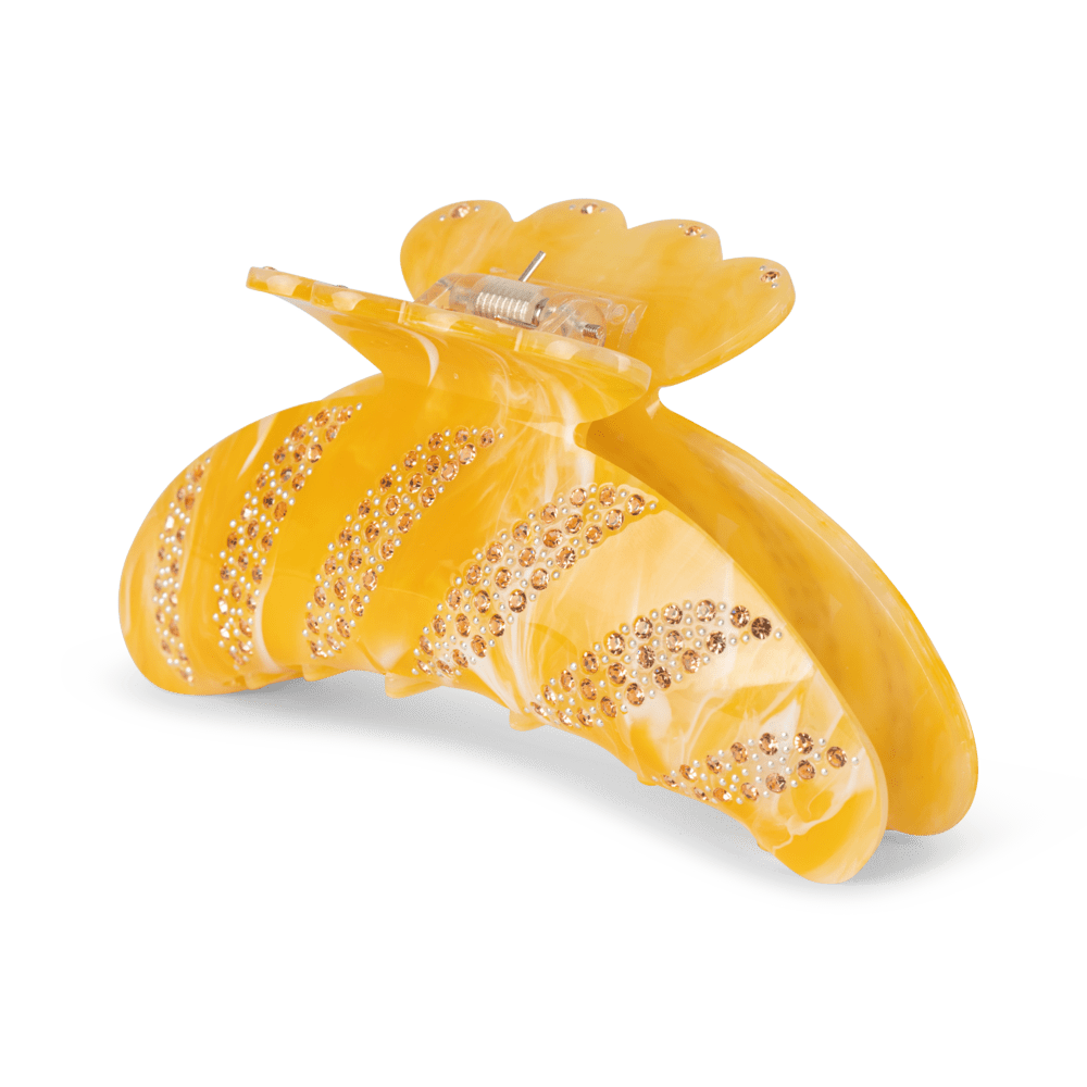 Gul hårklemme med rhinsten – Helle Fluffy Confidence Big fra SUI AVA