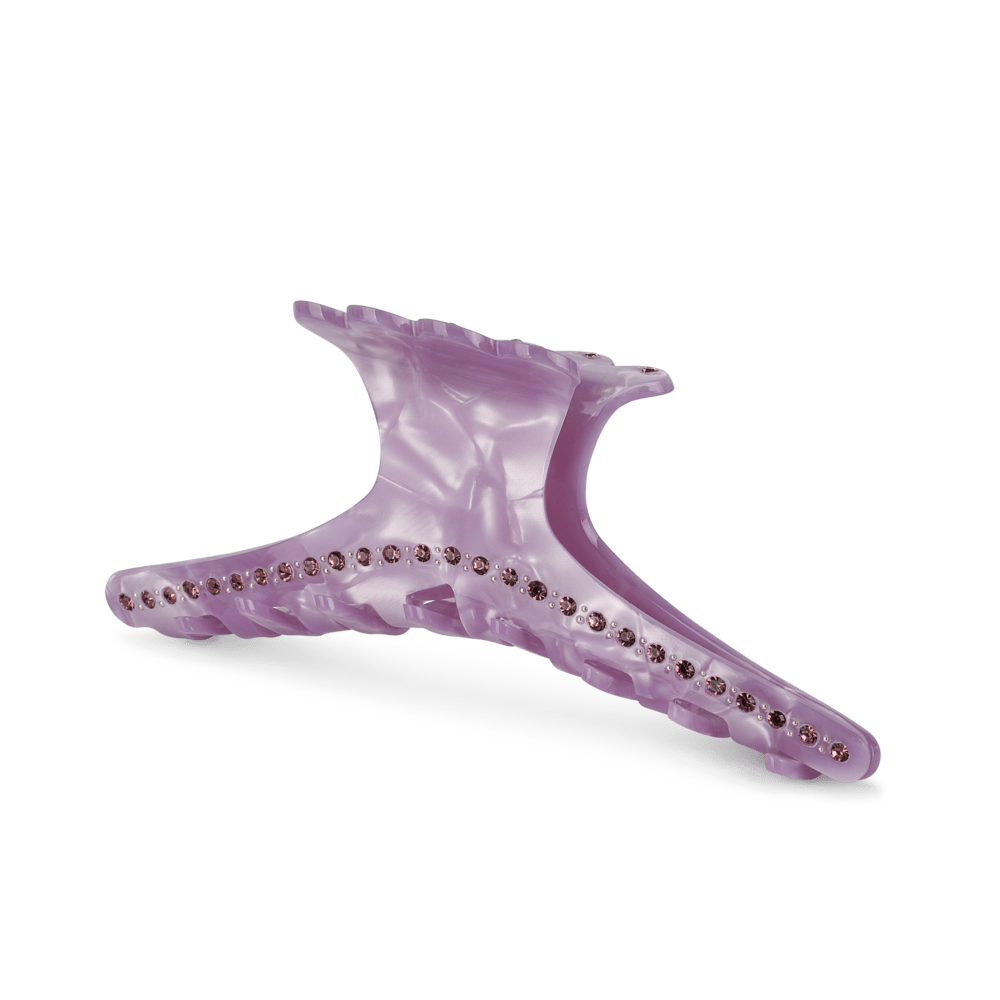 Helen Wrapped Clip Biggest – Lilla hårklemme i perlemor med mørke krystaller