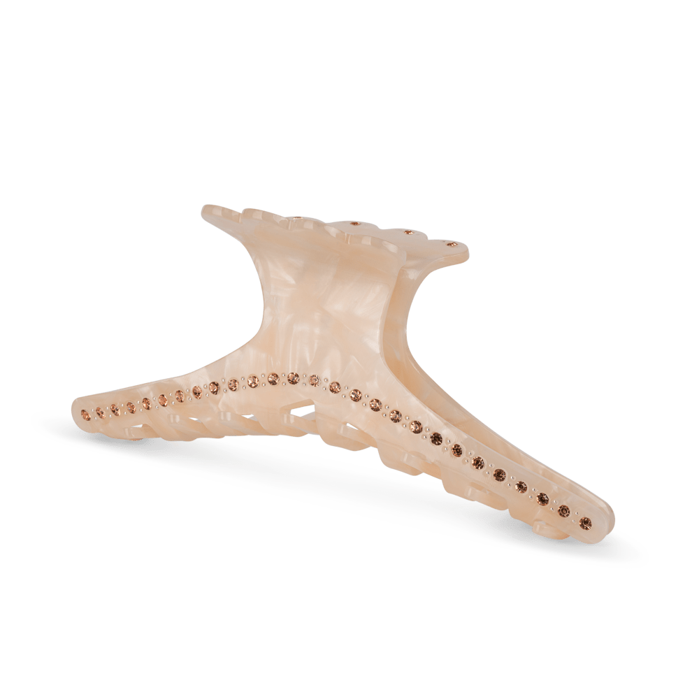 Helen Wrapped Clip Biggest – Stor perlemors hårklemme med brunlige krystaller