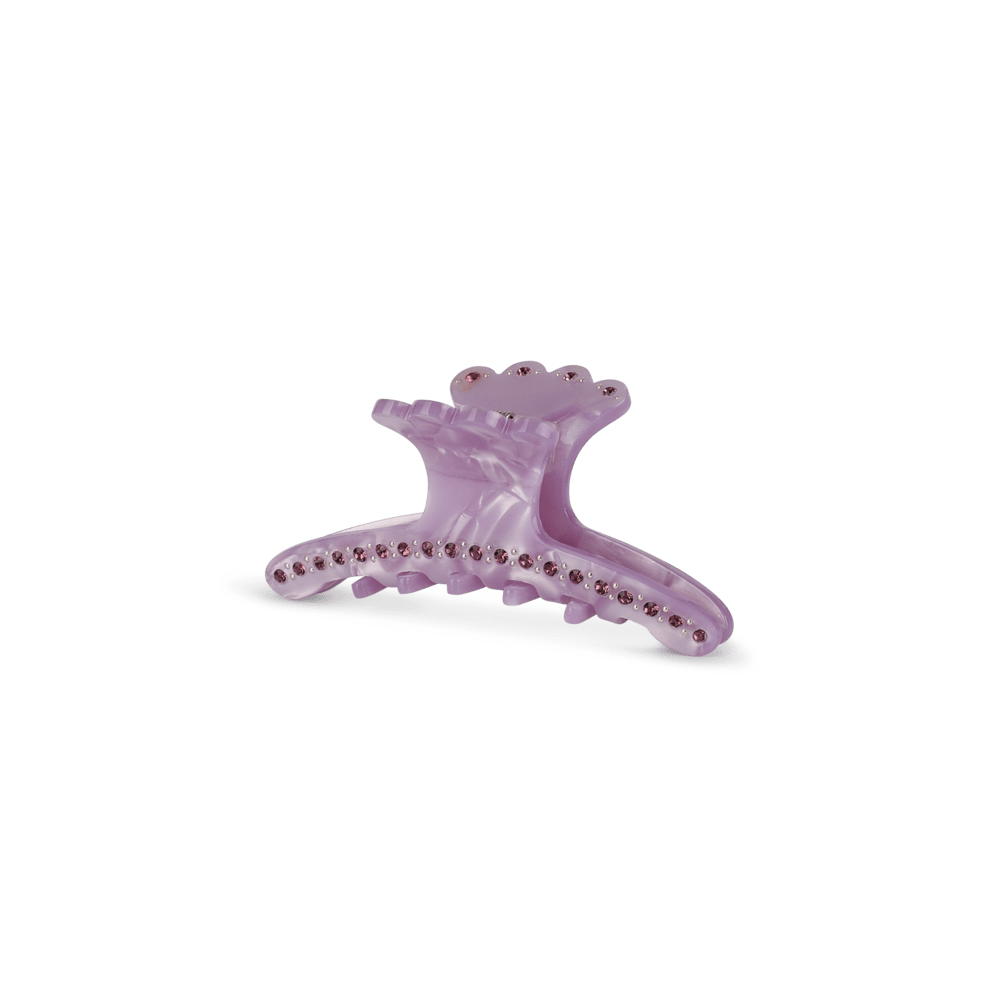 Helen Wrapped Clip Mini lilla hårklemme med perlemorseffekt og lilla rhinsten.