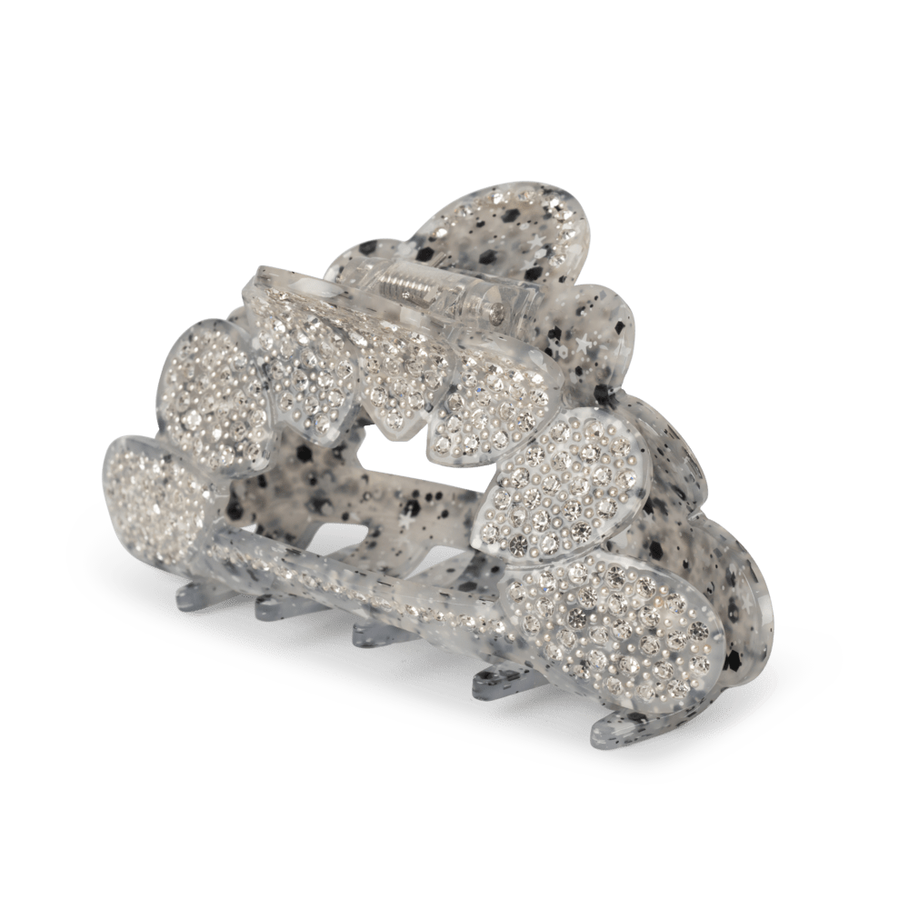 Hårklemme med sorte pletter og rhinsten – Else Marie Pony Claw fra SUI AVA