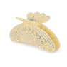 Helen Pony Claw i gul akryl med prikker og rhinsten – mellemstor hårklemme fra SUI AVA