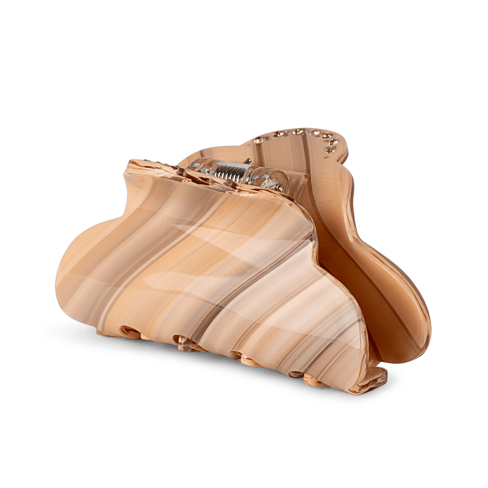 Brun marmoreret hårklemme i medium størrelse med bølget design – Lene Soulmate Big