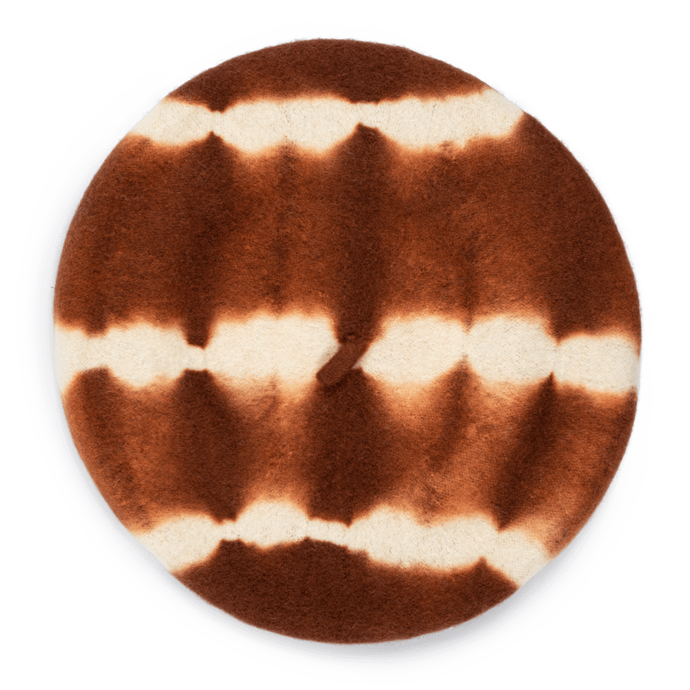 Brun og hvid Flora Tie Dye baret i uld med tie-dye mønster fra SUI AVA