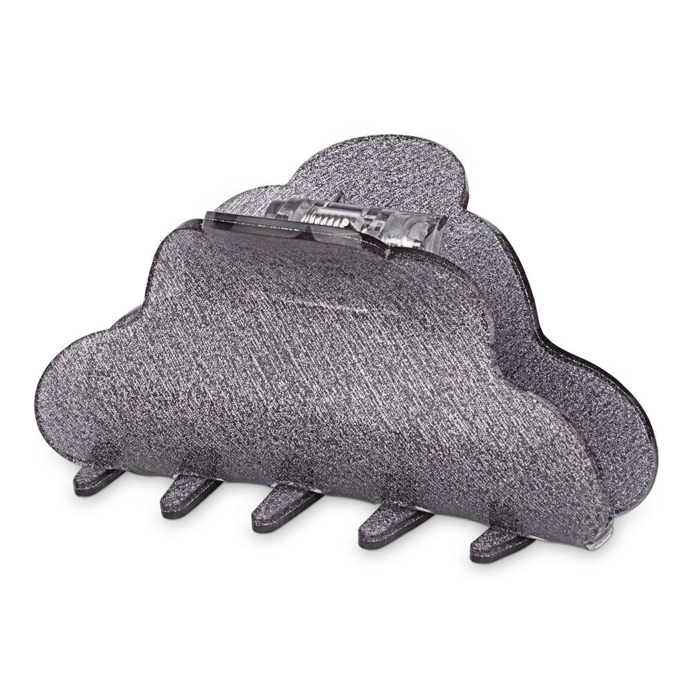 Lene Star Big sølv hårklemme med glimmer – ideel til langt og kraftigt hår.