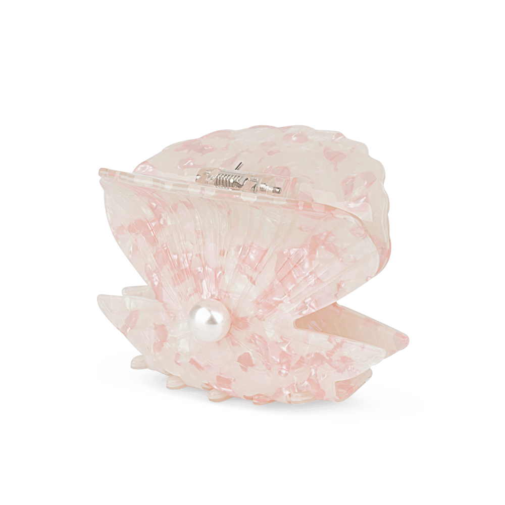 Muslingeformet rosa hårklemme med perledetalje – Mother of Pearl Claw fra SUI AVA