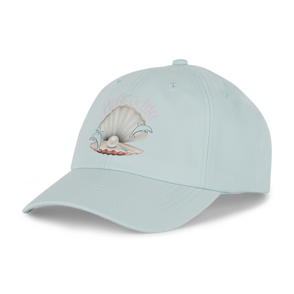 Lyseblå kasket med tryk af østers og delfiner, Aphrodite Cap fra SUI AVA.