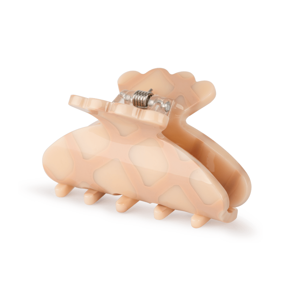 Helle Chocolate Mini hårklemme med giraffinspireret mønster i lysebrun og beige