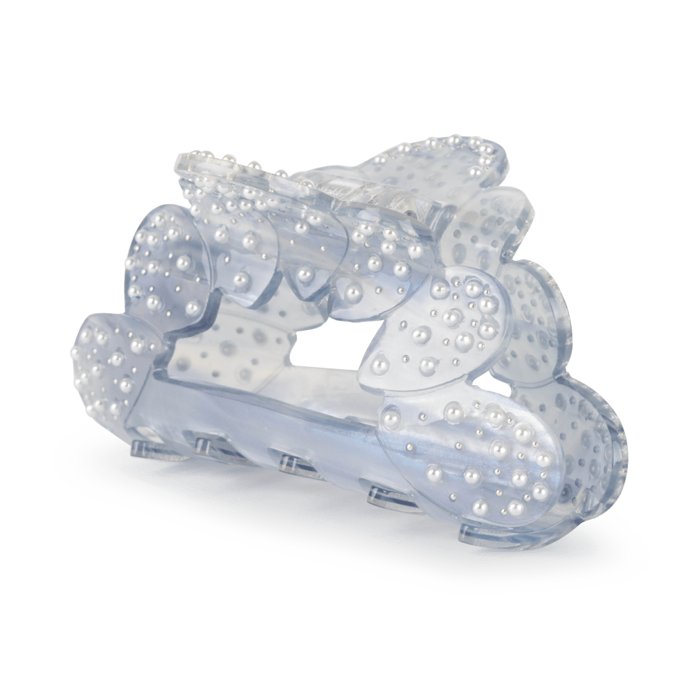 Stor transparent hårklemme fra SUI AVA dekoreret med små perler i blødt bølgemønster