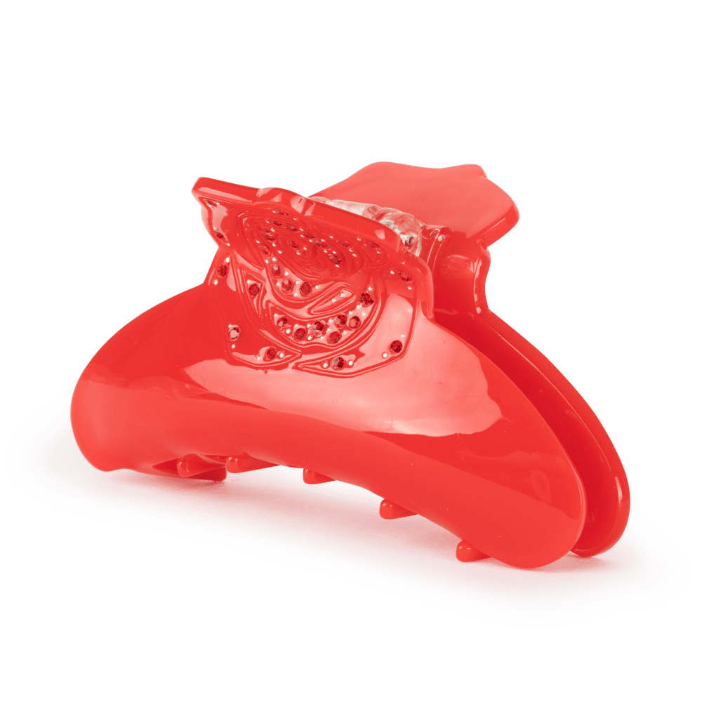 Rød hårklemme med rosenglitter og detaljer – Helle Red Rose Middle