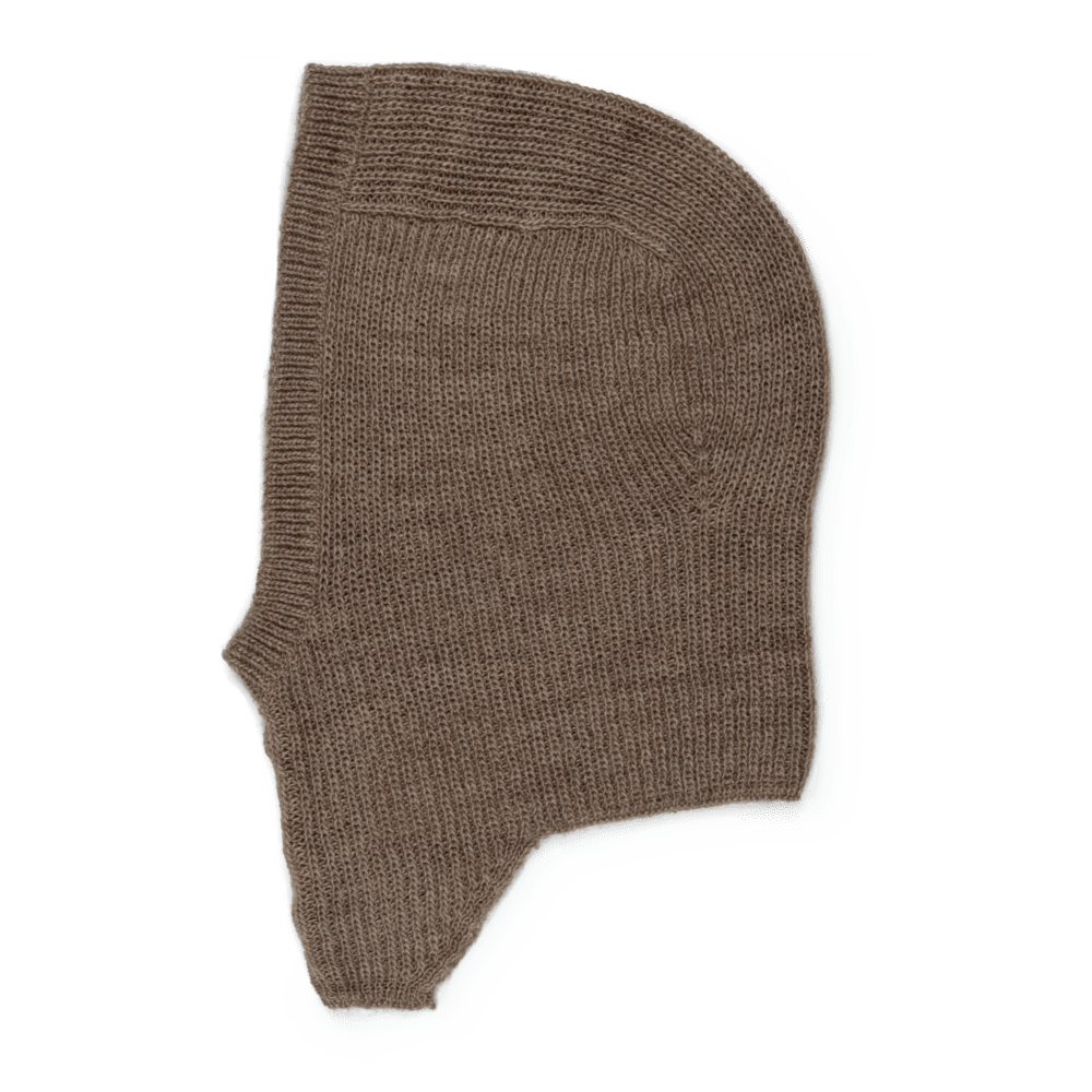 Brun strikket balaclava fra SUI AVA – blød elefanthue i uld