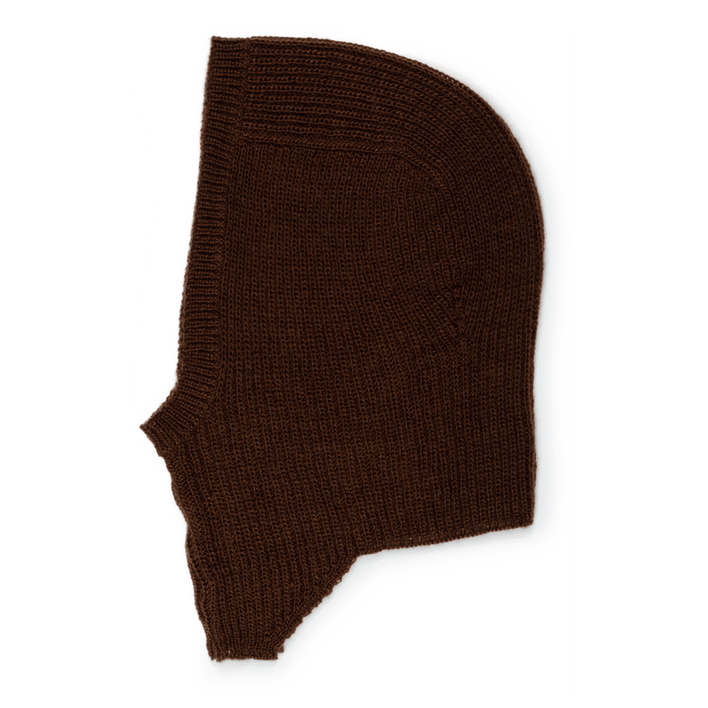 Gitte Balaclava i brun – strikket elefanthue i uld fra SUI AVA