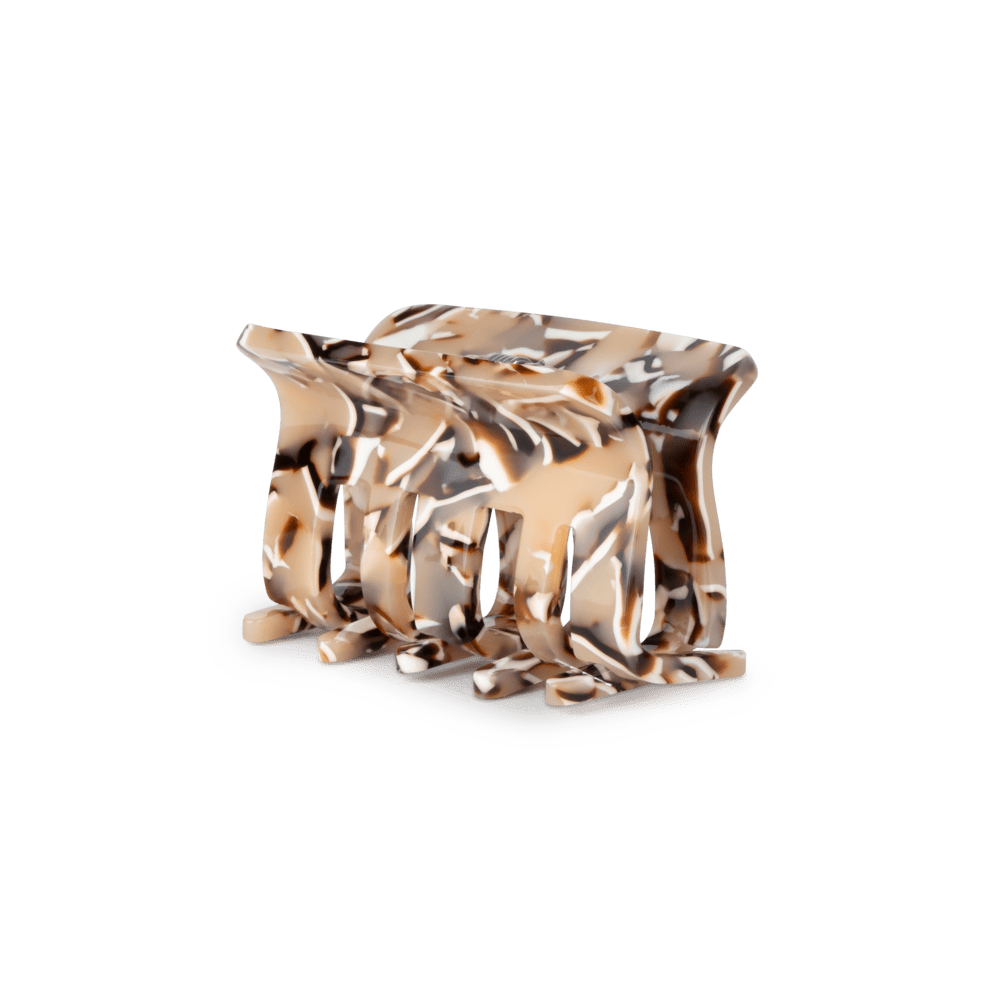 Fie Moonstone Mini hårklemme i beige, brun og sort med marmoragtigt mønster.