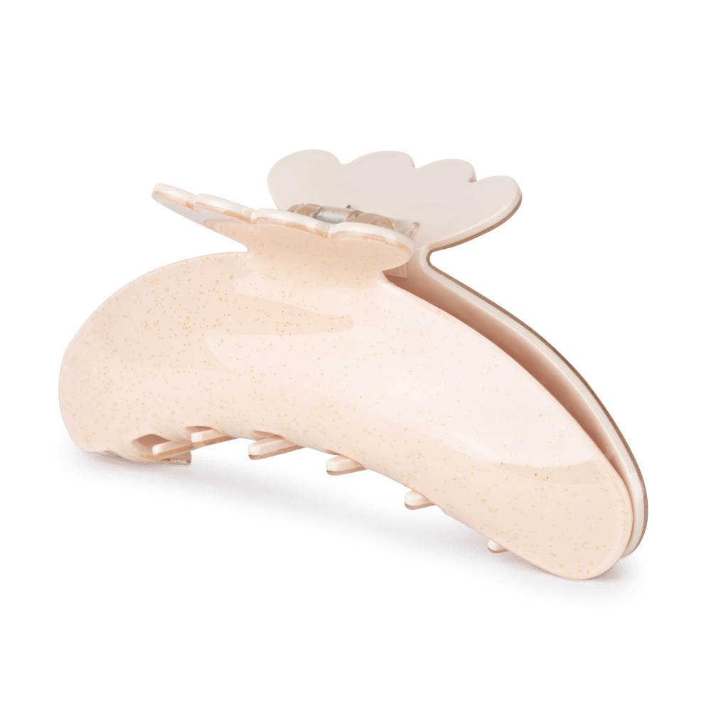 Helle Starry Night Biggest – Lys beige hårklemme med gyldent glimmer