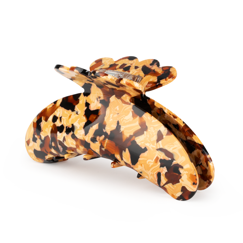 Stor hårklemme med gyldenbrun tortoise-mønster – Helle Universe Big fra SUI AVA.