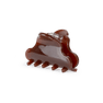 Lene Lunar Mini hårklemme i ensfarvet chokoladebrun med blank overflade.