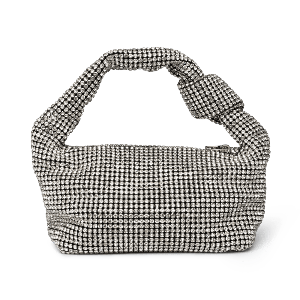 Silvermoon Crystal Bag fra SUI AVA – elegant taske med funklende krystaldetaljer i en sølvfinish, perfekt til at skabe et glamourøst og sofistikeret look.