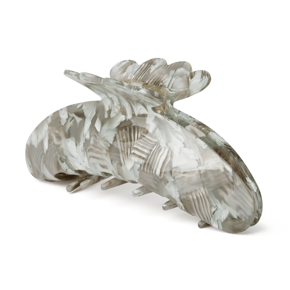 Helle Timeless Biggest – Stor hårklemme i marmoreret beige og creme