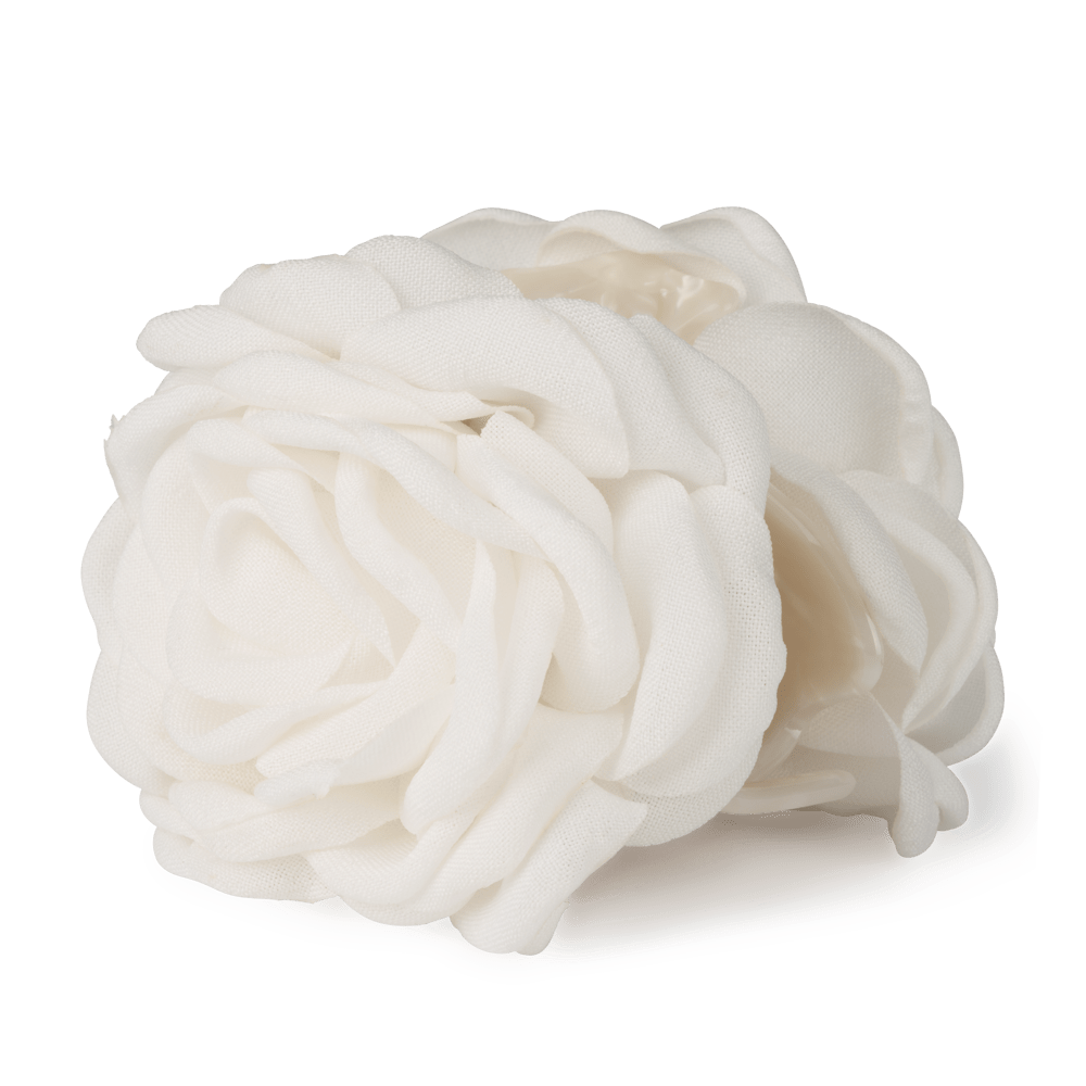 Hvid hårklemme formet som en stor blomst – Rosa Hair Claw
