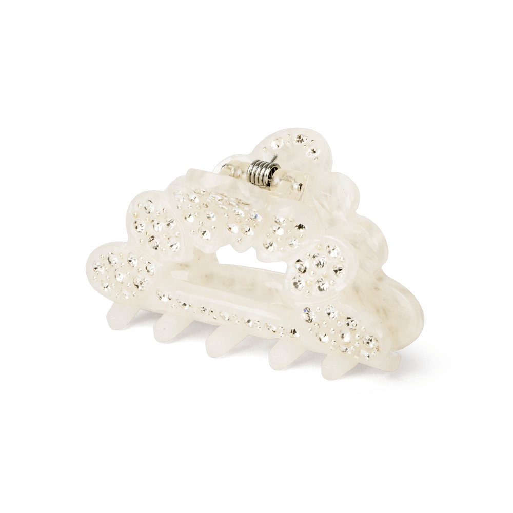 Else Marie Bright Mini hårklemme i perlemor med klare rhinsten.