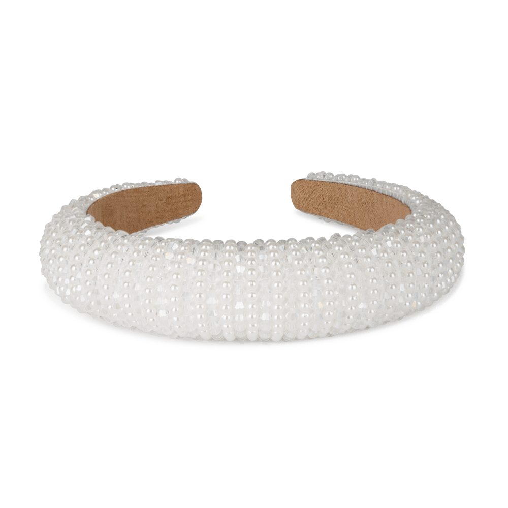 Mixed Pearl Headband – Hårbøjle med perler i forskellige størrelser i en klassisk hvid nuance